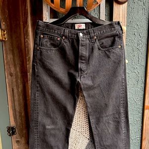 Black 33” Levi’s 501 Straight Leg Button Fly Jeans